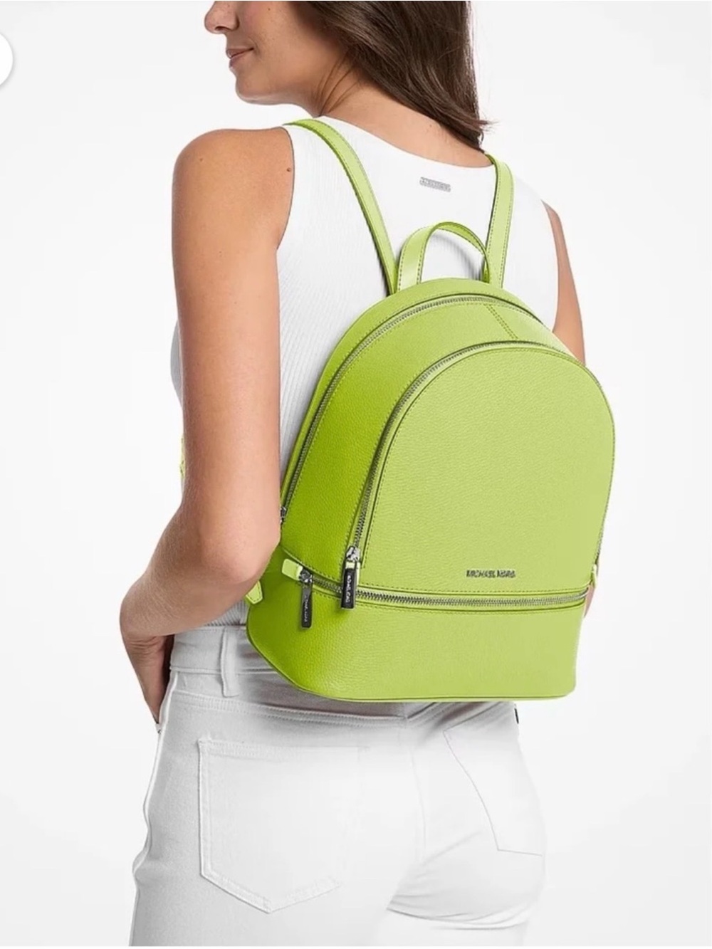 MICHAEL KORS Lime Leather Dome Backpack